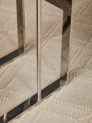 Silver Square Side Table in Stainless Steel, Oria
