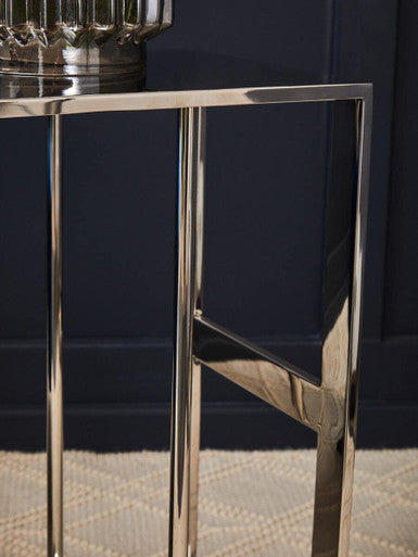 Silver Square Side Table in Stainless Steel, Oria