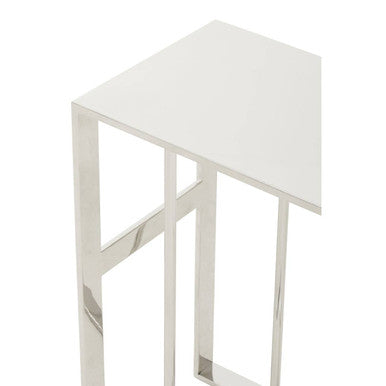 Silver Square Side Table in Stainless Steel, Oria
