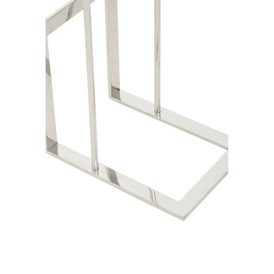 Silver Square Side Table in Stainless Steel, Oria