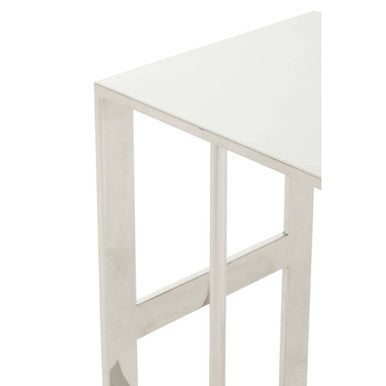 Silver Square Side Table in Stainless Steel, Oria