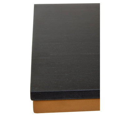 Black Marble Top Side Table with Gold Finish Metal Frame, Varana
