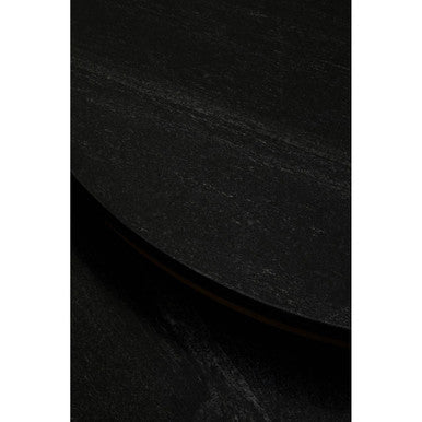 Nest of 2 Black Round Marble Top Tables with Gold Finish Metal Frames, Varana