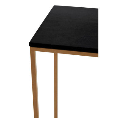 Black Marble Top Console Table with Matte Gold Metal Frame, Varana