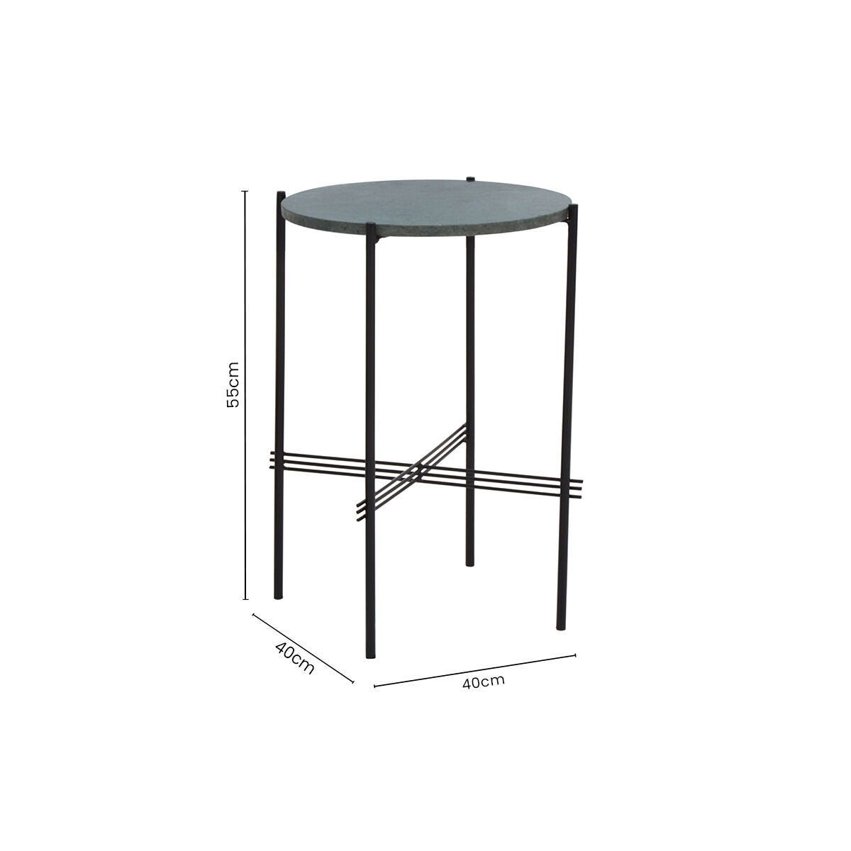 Green Marble Top Round Side Table, Mandoli