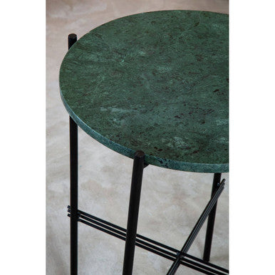 Green Marble Top Round Side Table, Mandoli