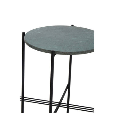 Green Marble Top Round Side Table, Mandoli