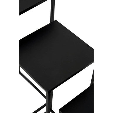 Nest of 3 Black Side Tables with Metal Base and Black Tops, Mandoli
