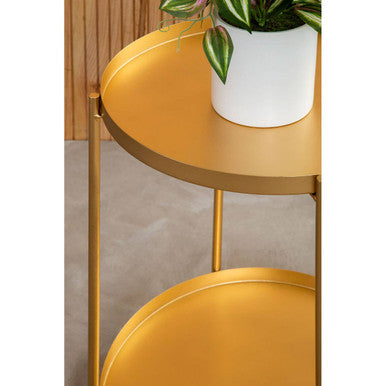 Gold Two Tiers Round Metal Side Table, Mandoli