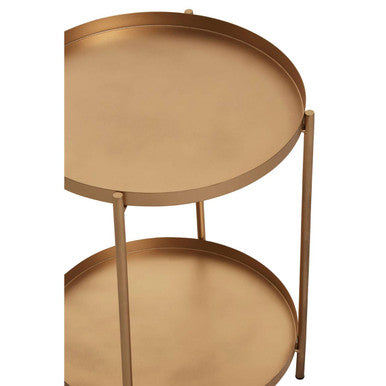 Gold Two Tiers Round Metal Side Table, Mandoli