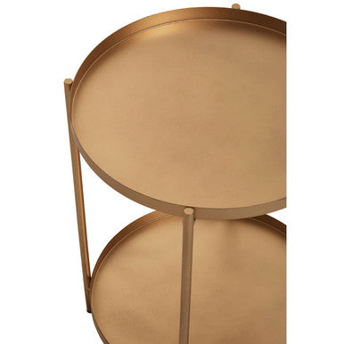 Gold Two Tiers Round Metal Side Table, Mandoli