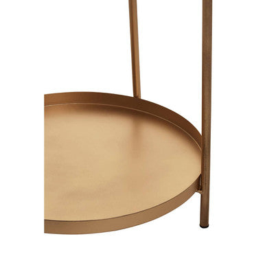 Gold Two Tiers Round Metal Side Table, Mandoli