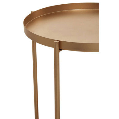 Gold Two Tiers Round Metal Side Table, Mandoli