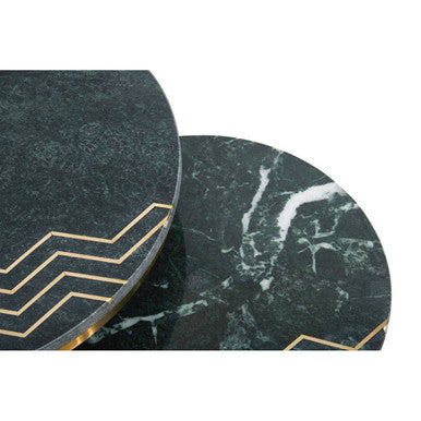 Green Marble Top Set of 2 Round Side Tables, Nirav