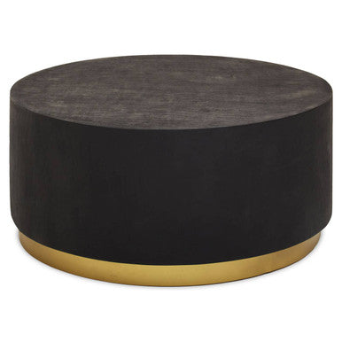 Black Concrete Effect Wood Coffee Table with Luxe Gold Metal Frame, Naro