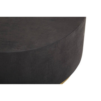 Black Concrete Effect Wood Coffee Table with Luxe Gold Metal Frame, Naro
