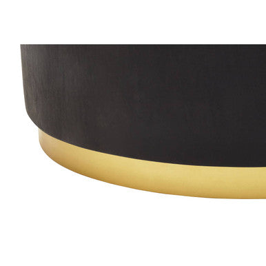 Black Concrete Effect Wood Coffee Table with Luxe Gold Metal Frame, Naro