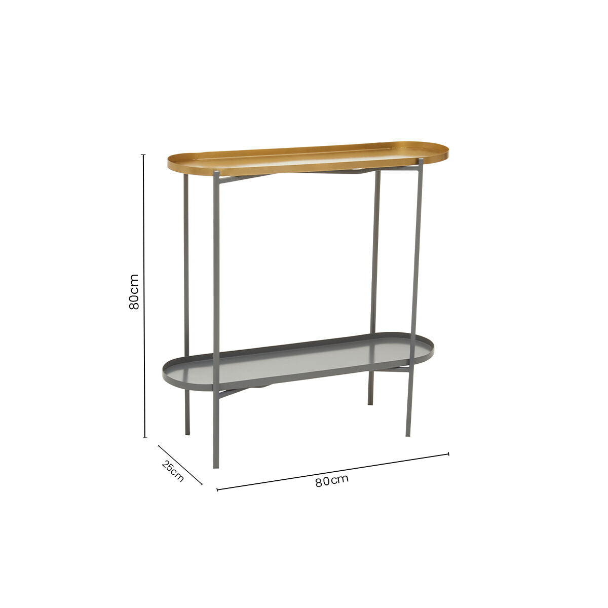 Two Tier Gold Geometric Console Table with Two-Tonal Contrast, Kobra