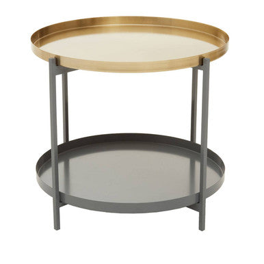 Two Tier Gold Round Coffee Table with Two-Tonal Contrast, Kobra