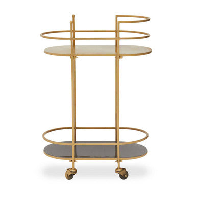 Gold and Grey Two Tier Drinks Trolley | Kobra
