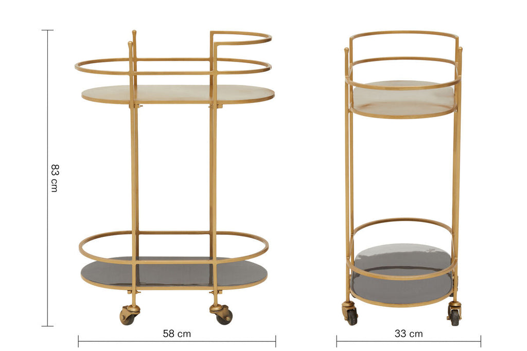 Gold and Grey Two Tier Drinks Trolley | Kobra