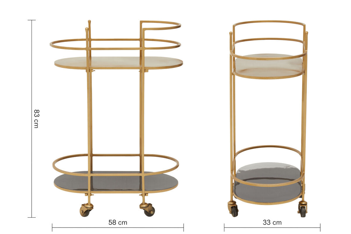 Gold and Grey Two Tier Drinks Trolley, Kobra