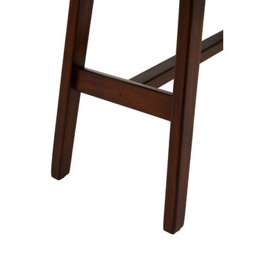 Inca Tan Genuine Leather Stool with Wood Frame