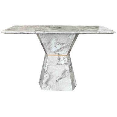Grey Marble Console Table with Multifaceted Base, Spezia