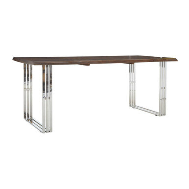 Natural Wood Top Dining Table with Stainless Steel Looped Base, Hampstead