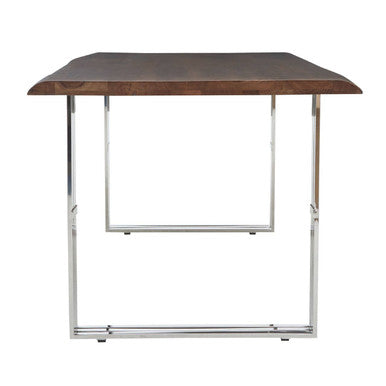 Natural Wood Top Dining Table with Stainless Steel Looped Base, Hampstead