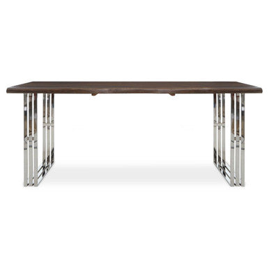 Natural Wood Top Dining Table with Stainless Steel Looped Base, Hampstead