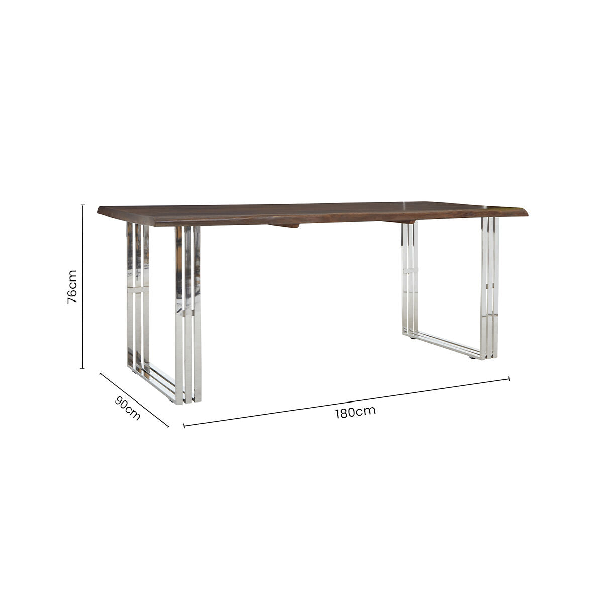 Natural Wood Top Dining Table with Stainless Steel Looped Base, Hampstead
