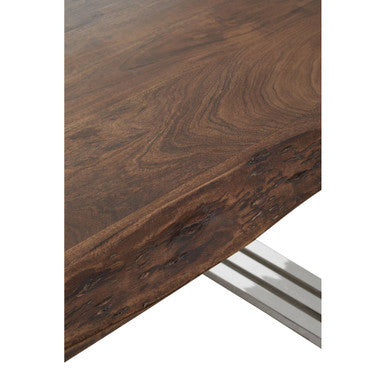 Natural Wood Top Dining Table with Stainless Steel Looped Base, Hampstead