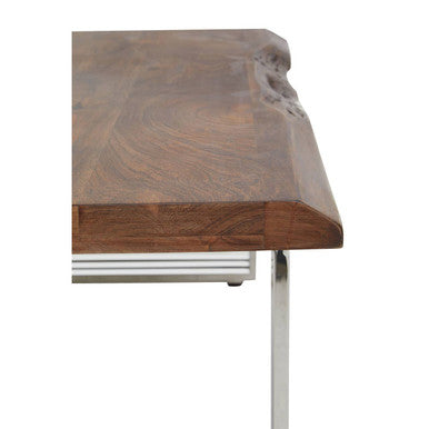 Natural Wood Top Coffee Table with Silver Stainless Steel Looped Base, Hampstead