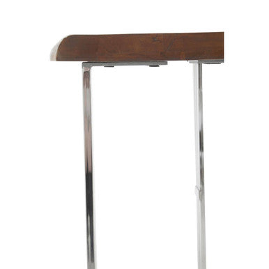 Natural Wood Top Console Table with Silver Stainless Steel Looped Base, Hampstead