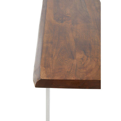 Natural Wood Top Console Table with Silver Stainless Steel Looped Base, Hampstead