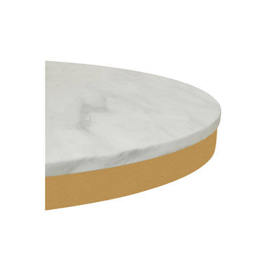 White Marble Round Top Dining Table with Luxe Gold Finish Pedestal Base, Azalea