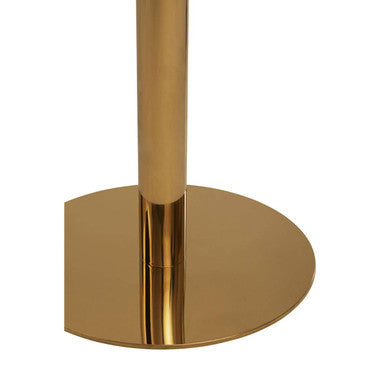 White Marble Round Top Dining Table with Luxe Gold Finish Pedestal Base, Azalea