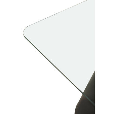 Clear Glass Square Top Dining Table with Black Conical Base, Azalea
