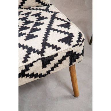 Cefena White and Black Berber Style Mango Wood Chair