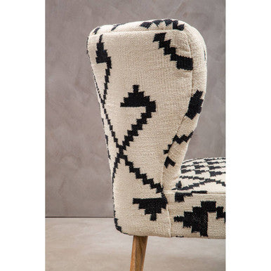 Cefena White and Black Berber Style Mango Wood Chair
