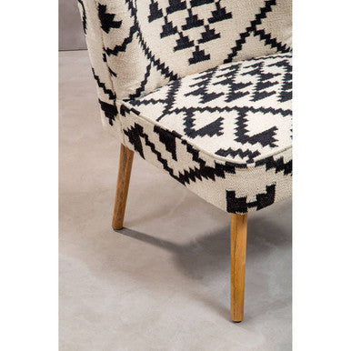 Cefena White and Black Berber Style Mango Wood Chair