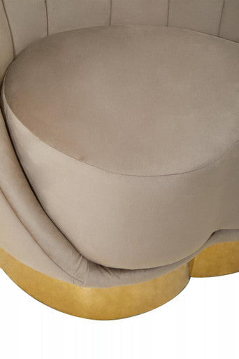 Biarritz Mink Velvet Chair with Scalloped Back