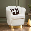 Biarritz Off White Boucle Swivel Chair with Scalloped Back