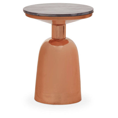 Amira Black Marble Side Table with Copper Iron Base