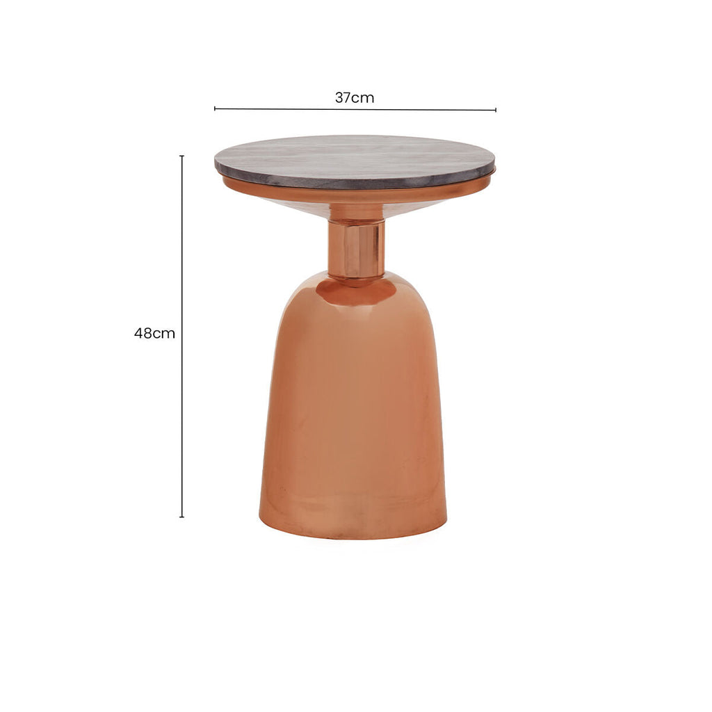 Amira Black Marble Side Table with Copper Iron Base