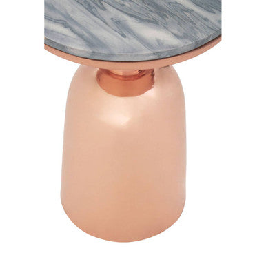 Amira Black Marble Side Table with Copper Iron Base