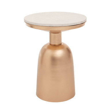 Amira White Marble Side Table with Gold Iron Base
