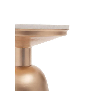 Amira White Marble Side Table with Gold Iron Base