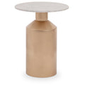 Amira White Carrara Marble Side Table with Gold Stainless Steel Base